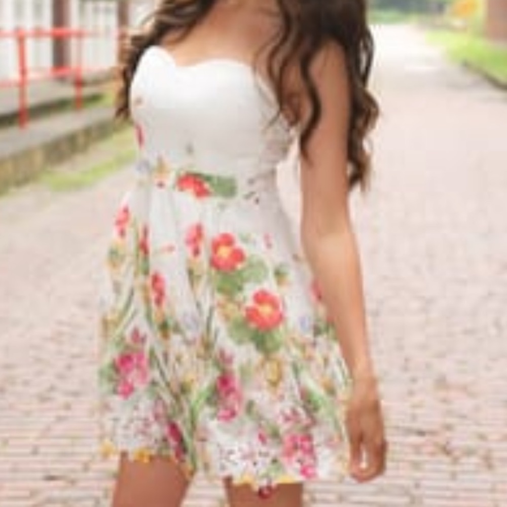 Strapless Floral Dress